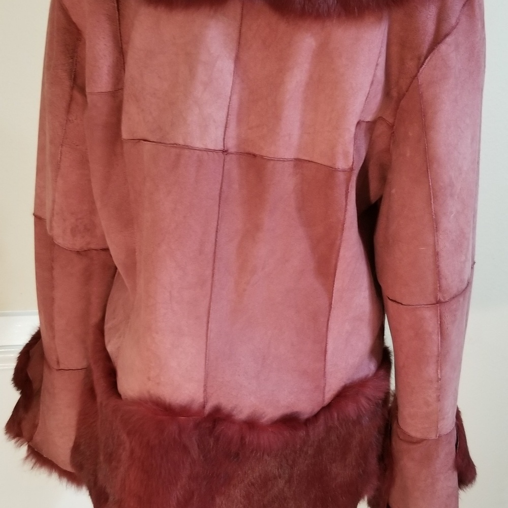 Burgundy Rabbit and swead reversible Jacket